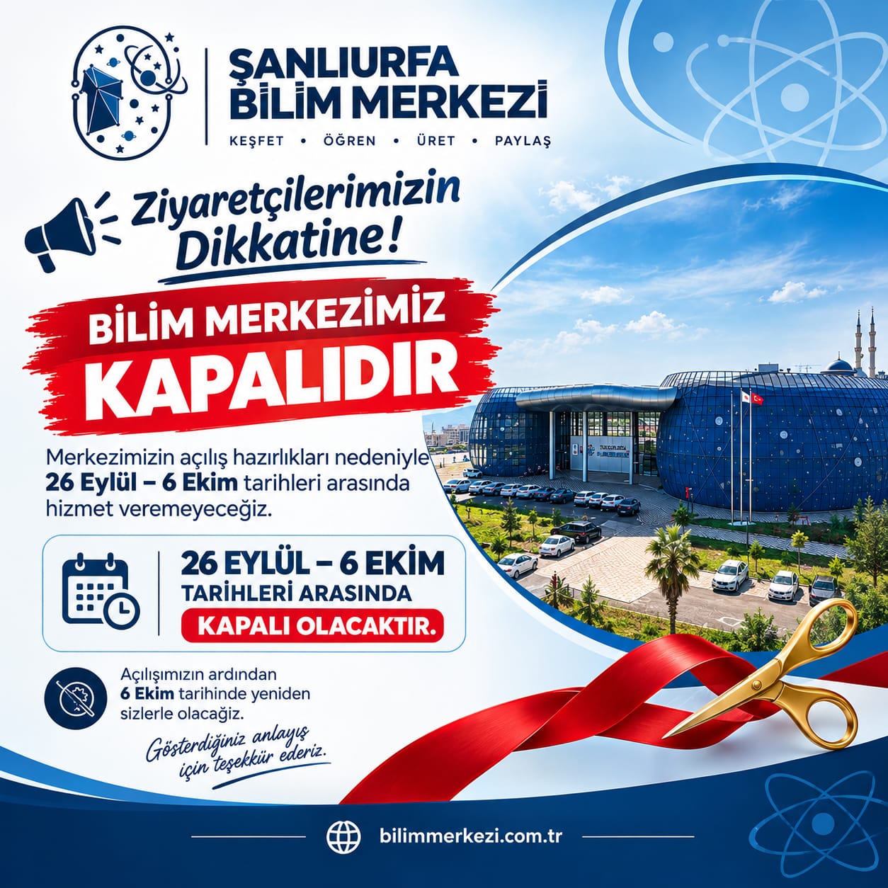 Şanlıurfa Bilim Merkezi Duyuru